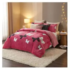 GENERICO - Cobertor Chiporro Invierno 1.5 Plazas - Fucsia Mariposa TFYH55