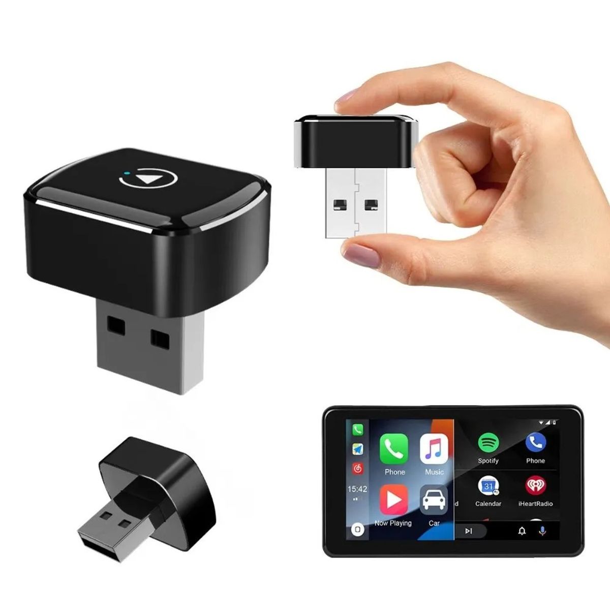 GENERICO - Adaptador Carplay Inalámbrico Usb Android Auto Negro 5 Ghz