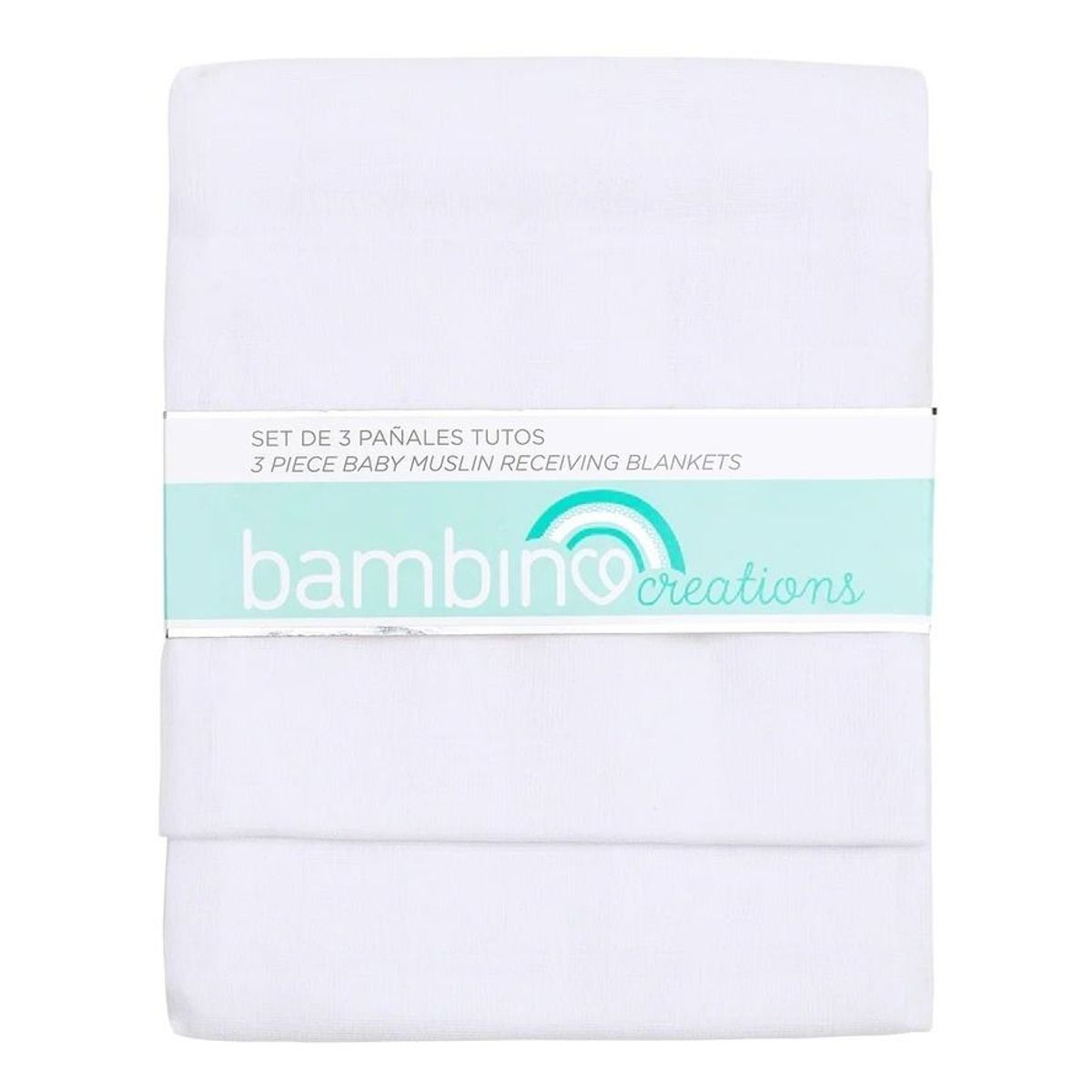 BAMBINO - Set 3 Pañales Tutos 100% Algodón Liso Blanco 7272cm Bambino