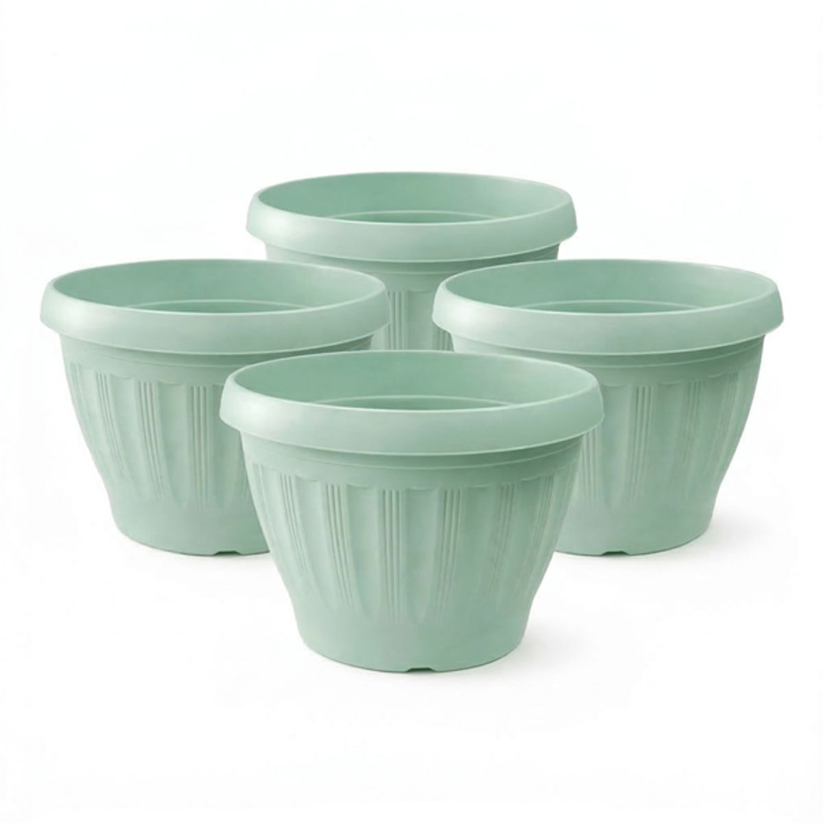 GENERICO - Pack 4 Maceteros Plástico Redondo Menta 42 cm