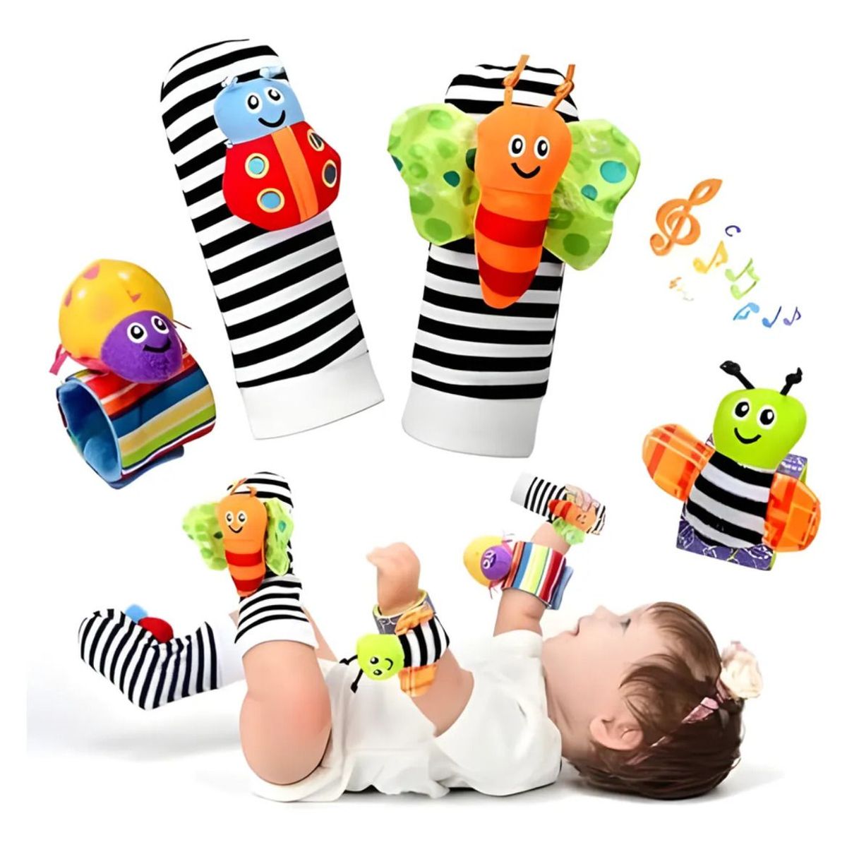 GENERICO - Set Calcetines Y Pulsera Sonajero Estimulacion Bebe