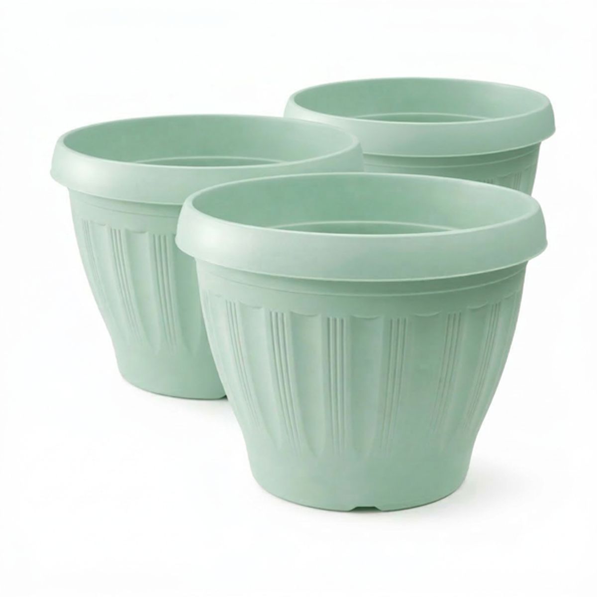 GENERICO - Pack 3 Maceteros Plástico Redondo Menta 50 cm