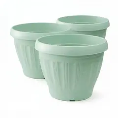 GENERICO - Pack 3 Maceteros Plástico Redondo Menta 50 cm