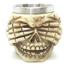 GENERICO - Vaso Tequilero Calavera Shot Diseños Resina Acero Inoxidable