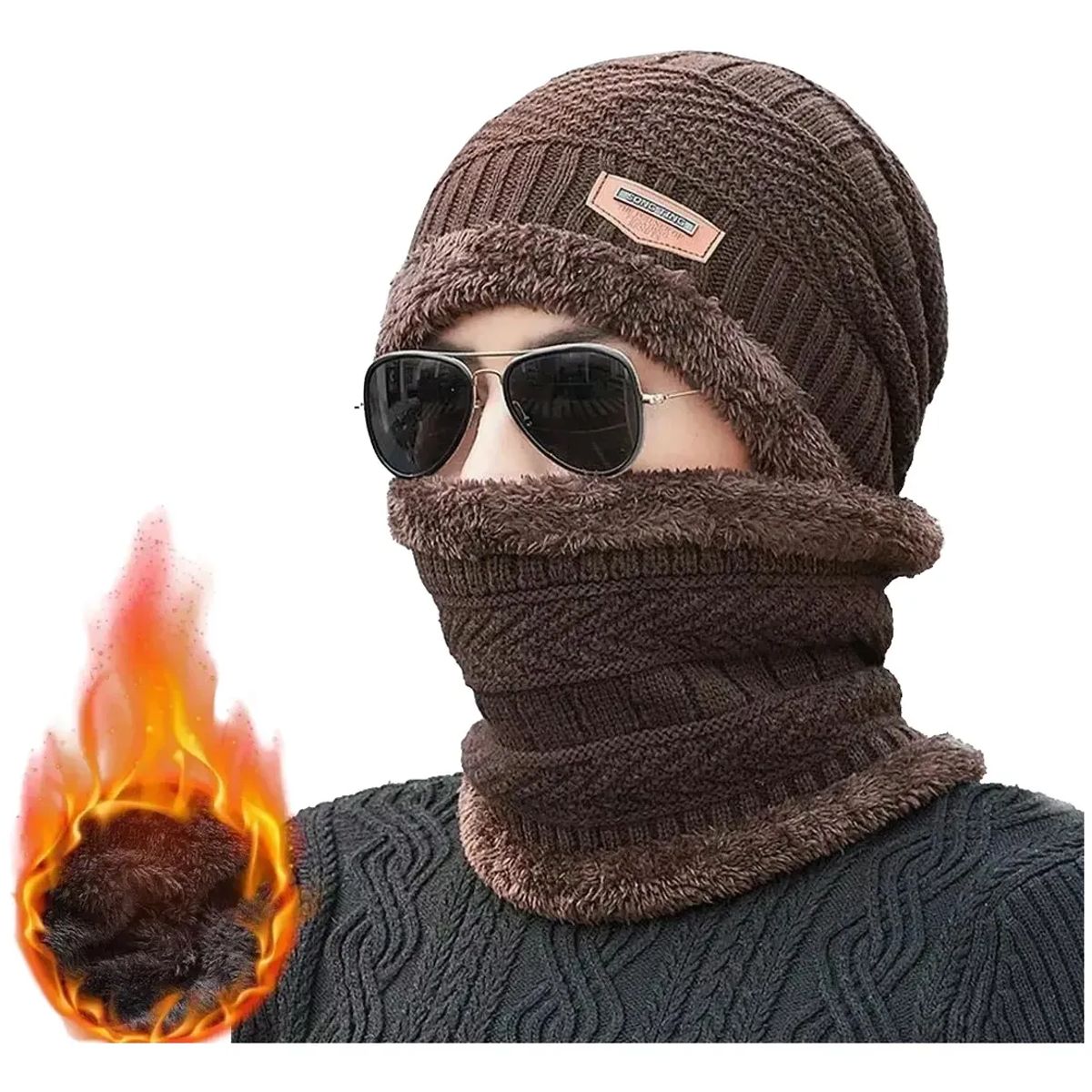NO LOGO - Gorro Bufanda Cuello Unisex Para Invierno Frío Lana