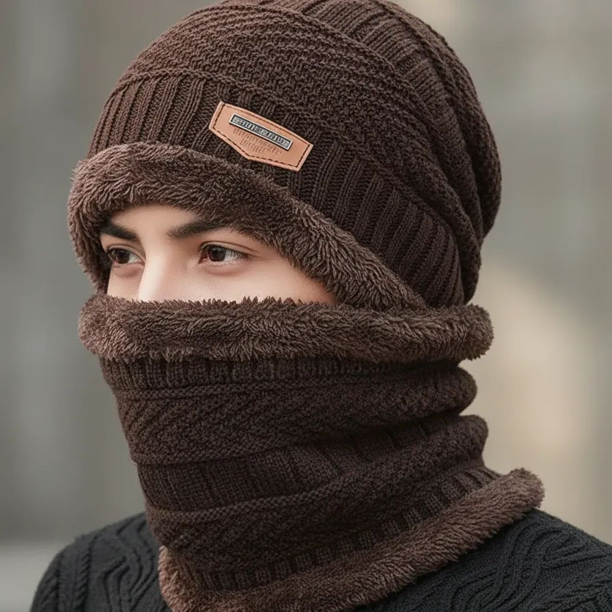 NO LOGO - Gorro Bufanda Cuello Unisex Para Invierno Frío Lana