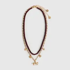 LOUNGE - Collar Mujer Doble Con Eslabones Y Mostacillas