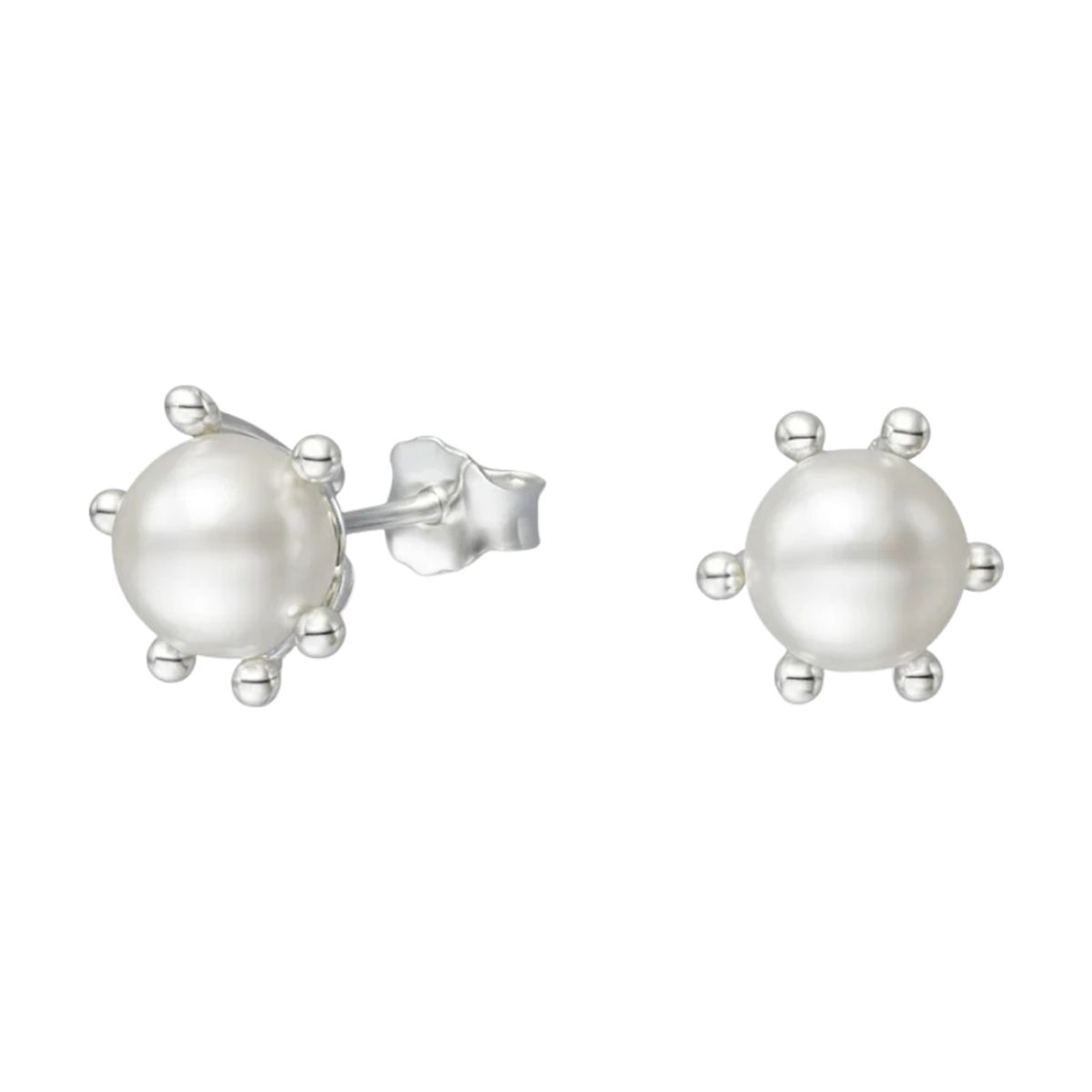 GENERICO - Aros Plata 925 Pistilo Con Perla 6 mm