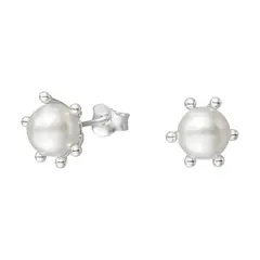 GENERICO - Aros Plata 925 Pistilo Con Perla 6 mm