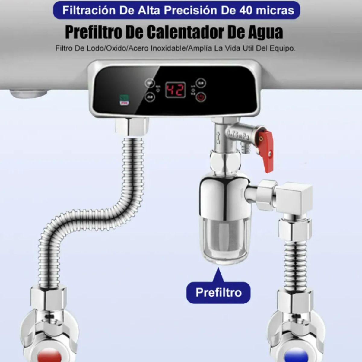 GENERICO - Filtro De Agua 1/2 Pulgada Acero Inoxidable Pack 2 Plateado