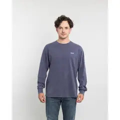 POLEMIC - Polera manga larga hombre tela procesada Azul