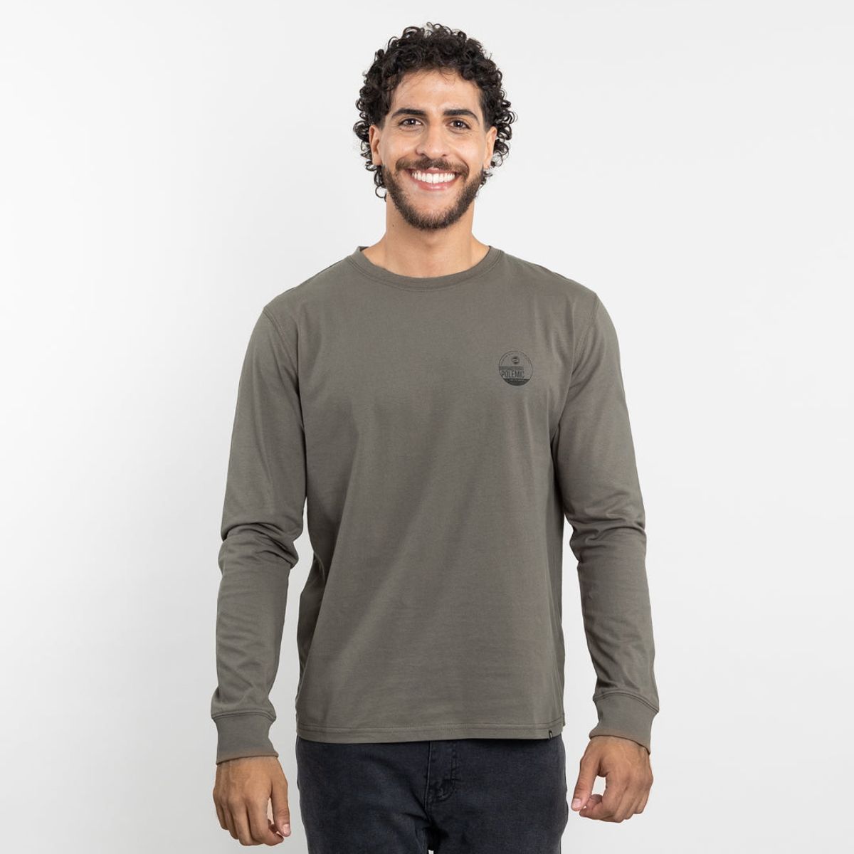 POLEMIC - Polera manga larga hombre algodón clasico Verde Polemic