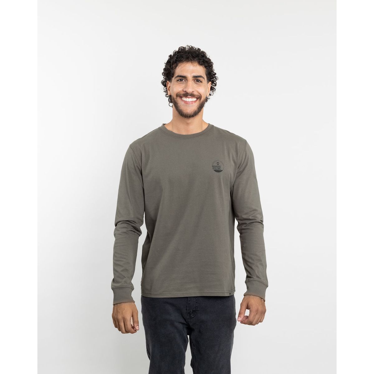 POLEMIC - Polera manga larga hombre algodón clasico Verde Polemic