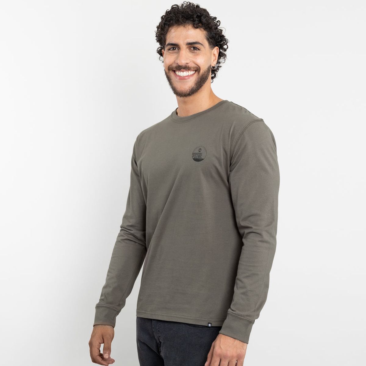 POLEMIC - Polera manga larga hombre algodón clasico Verde Polemic