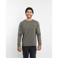POLEMIC - Polera manga larga hombre algodón clasico Verde