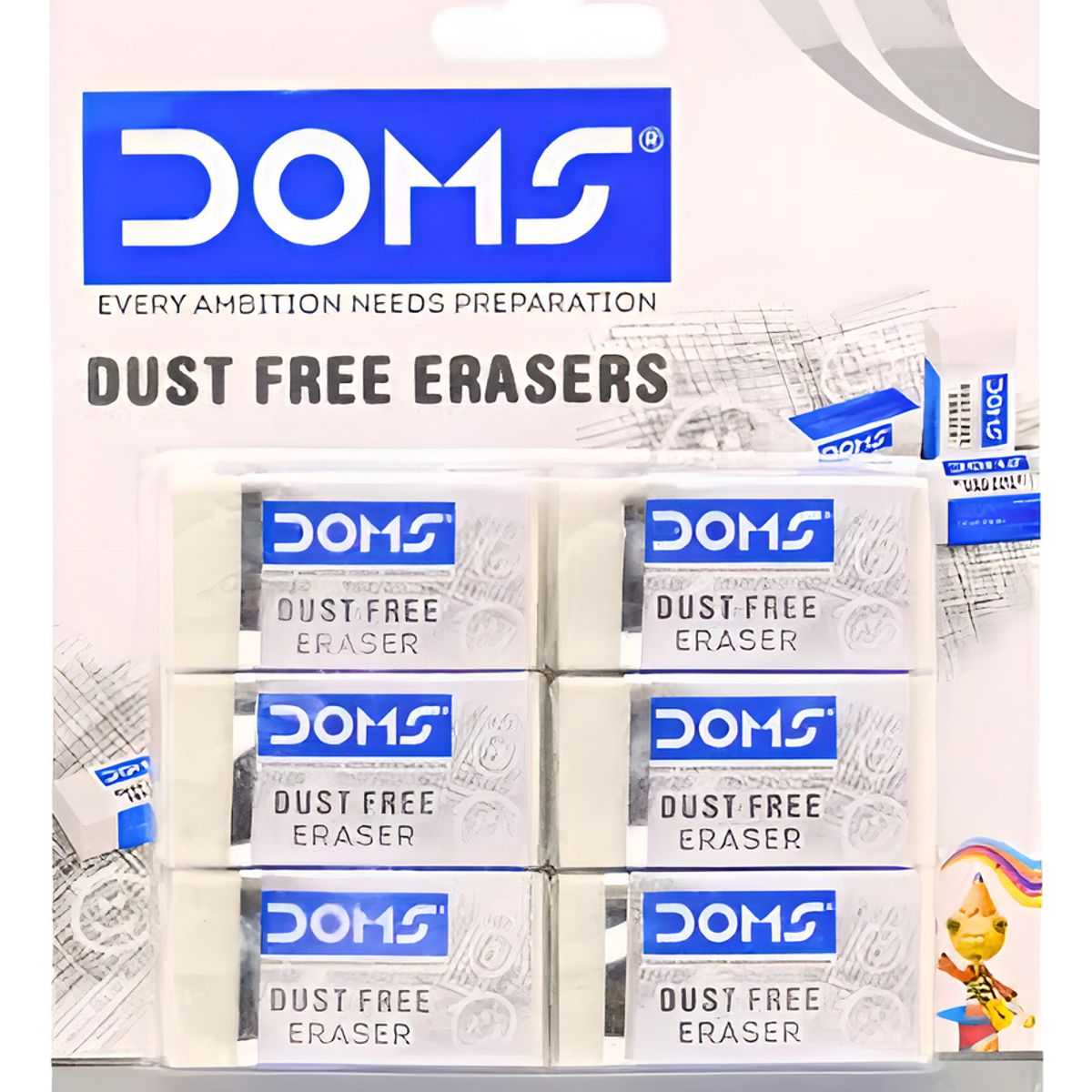 GENERICO - Goma De Borrar 6 Uni Doms Rectangular Color Blanco