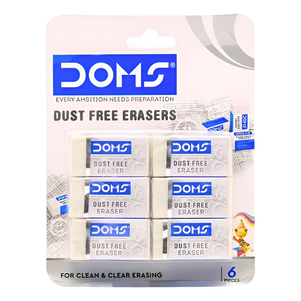GENERICO - Goma De Borrar 6 Uni Doms Rectangular Color Blanco