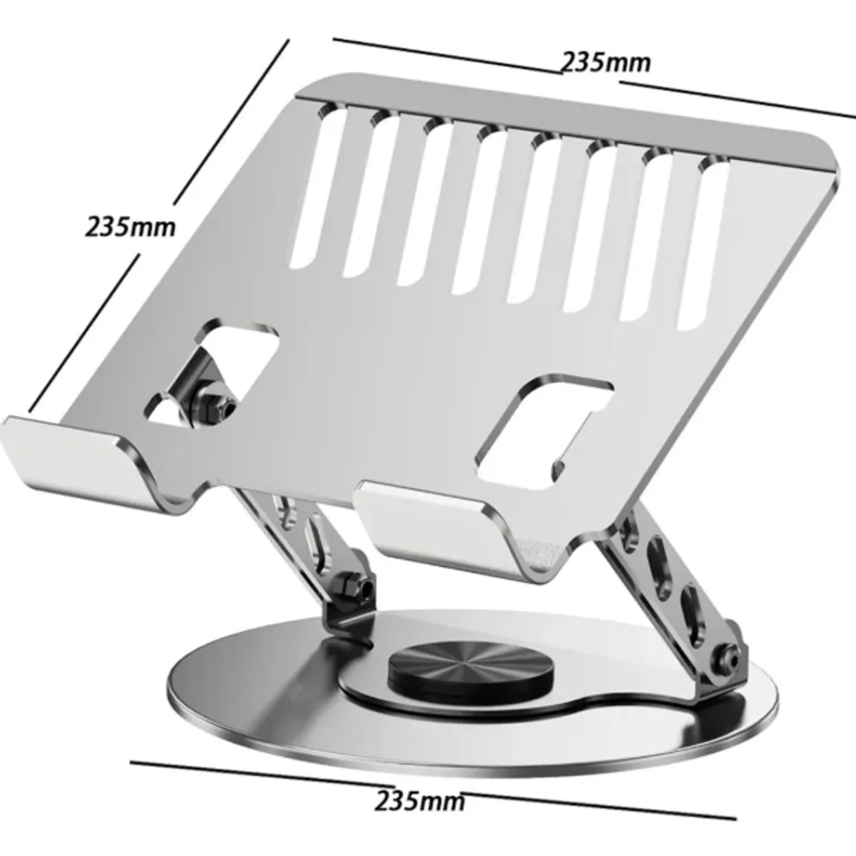 GENERICO - Soporte Notebook Ajustable 360° Giratorio Metal Plegable Gris