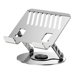 GENERICO - Soporte Notebook Ajustable 360° Giratorio Metal Plegable Gris