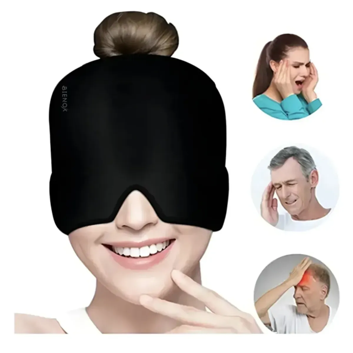 GENERICO - Gorro Gel Frío Calor Para Migraña Dolor De Cabeza 360° NEGRO