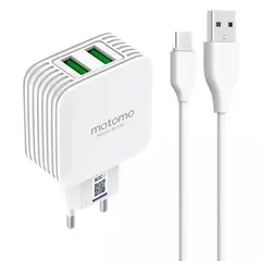 MOTOMO - Cargador 12w Mo-006 Con Cable Usb-c Carga Rápida