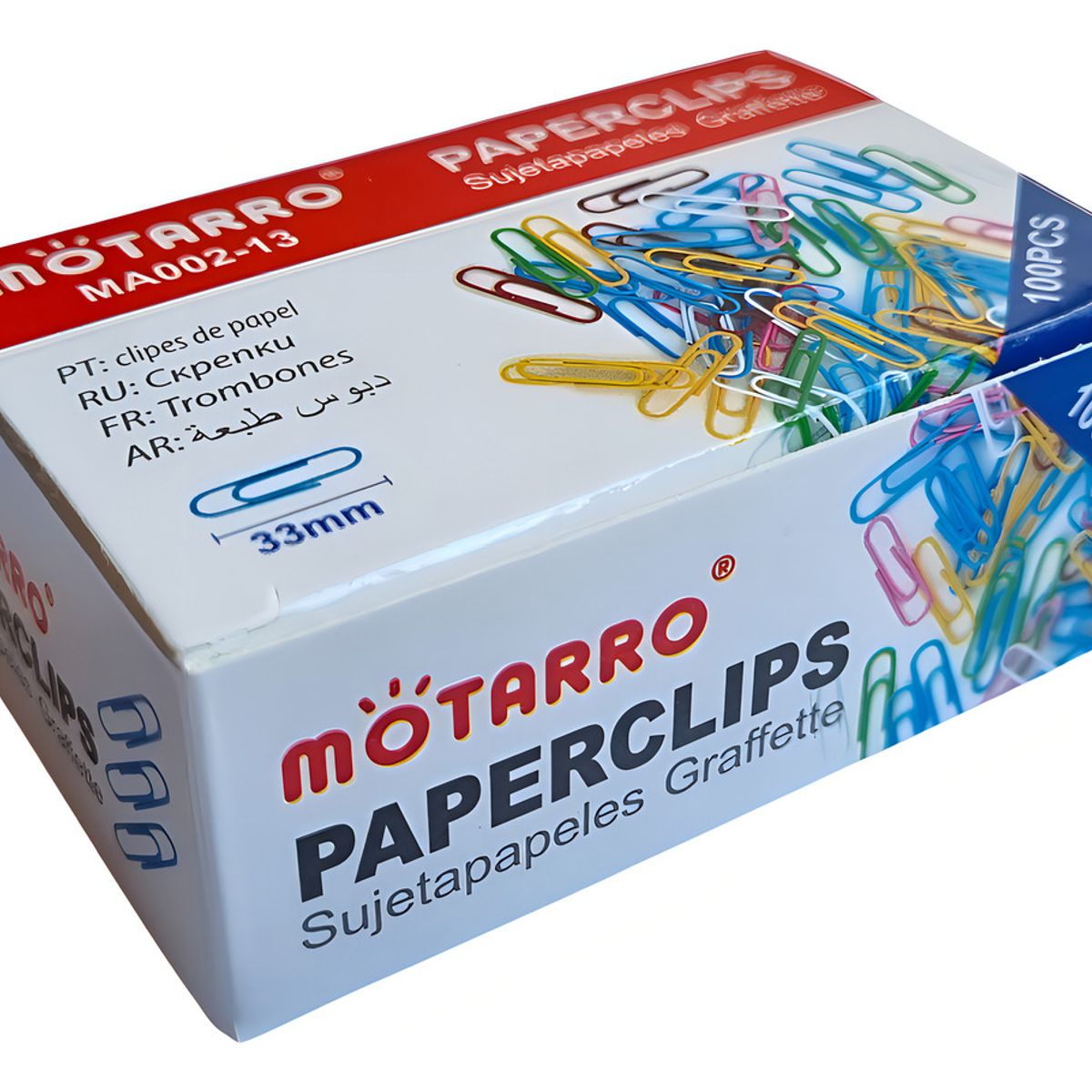 TORRE - Clip Motarro Punta Redonda Metal Blanco 3.3 cm Pack 100 Unidades