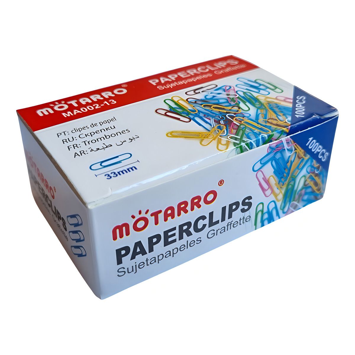 TORRE - Clip Motarro Punta Redonda Metal Blanco 3.3 cm Pack 100 Unidades