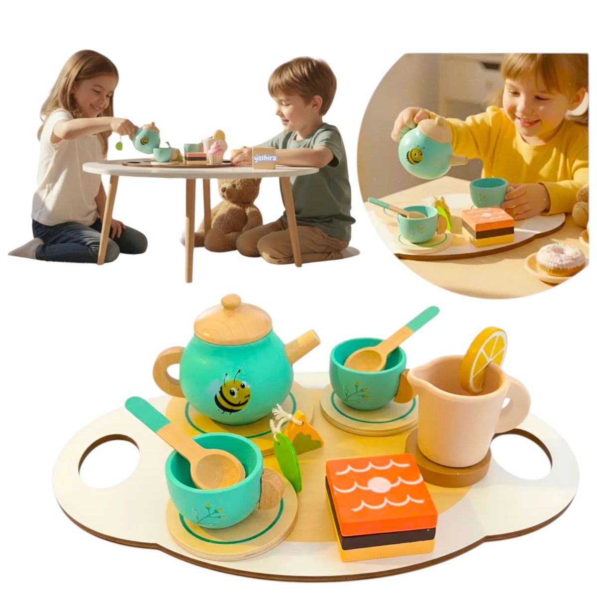 GENERICO - Juego Tazas De Té Madera Niños JUEGO HORA DEL TE