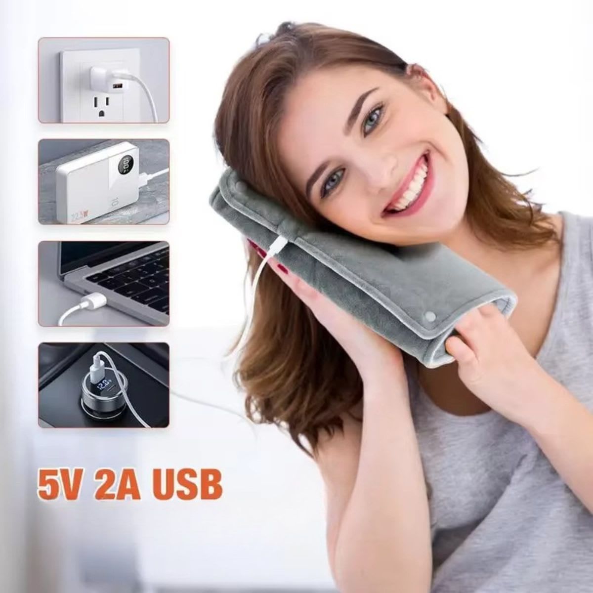 MOVI - Almohadilla Térmica Portátil USB con 4 Temperaturas para Dolor Lumbar y Muscular