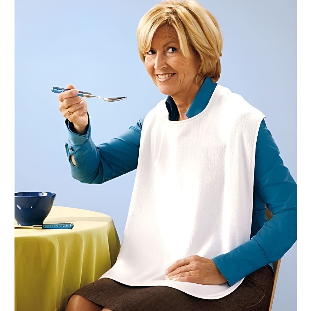GENERICO - Babero Adulto Mayor Lavable Reutilizable 3ra Edad Blanco