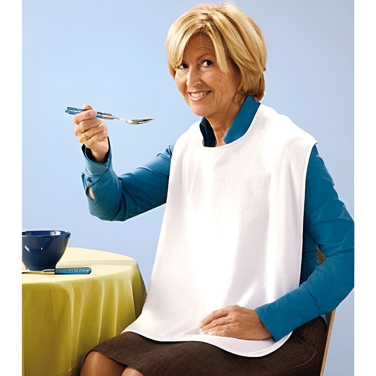 GENERICO - Babero Adulto Mayor Lavable Reutilizable 3ra Edad Blanco
