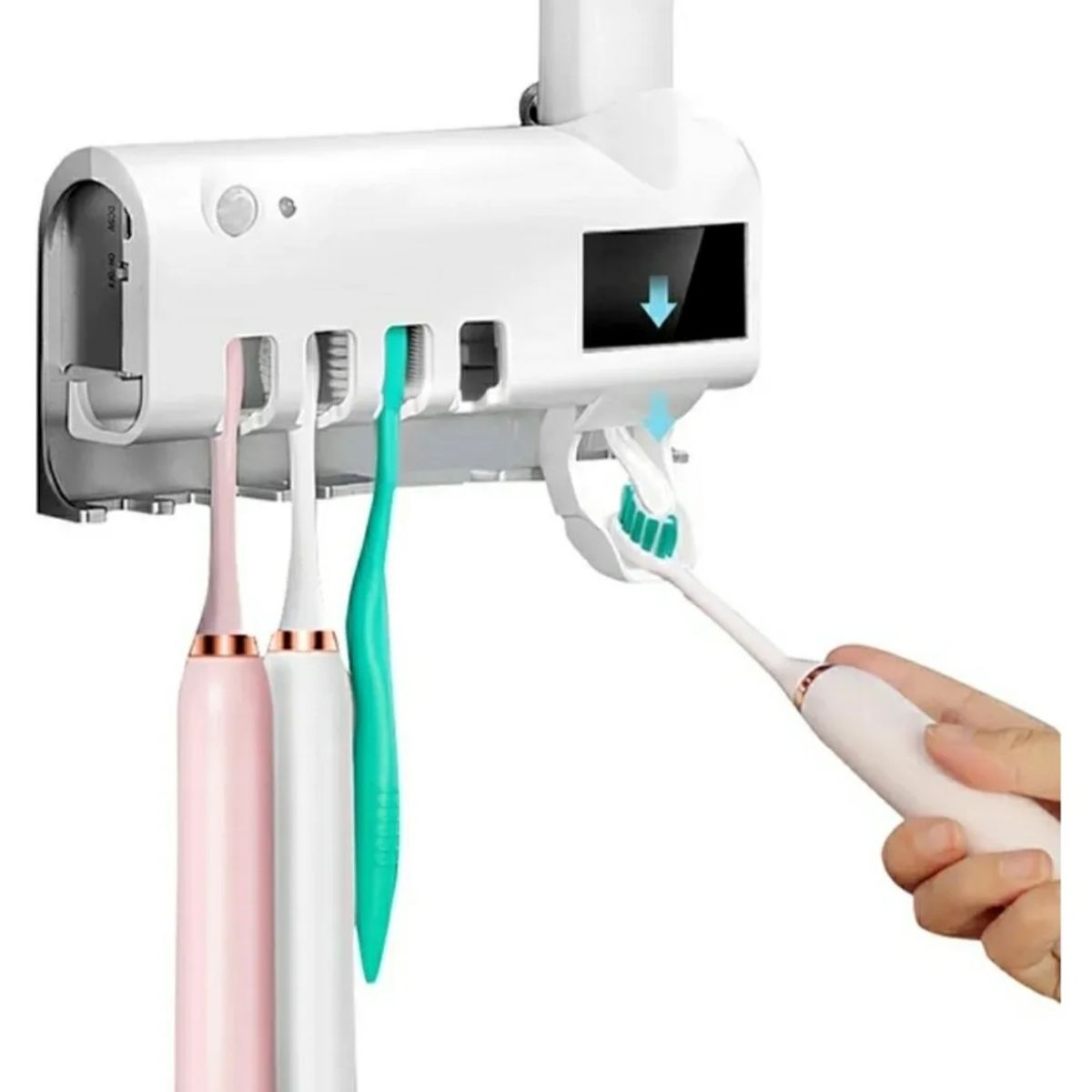 GENERICO - Esterilizador de cepillos de dientes inteligente con luz UV y dispensador de pasta dental integrado