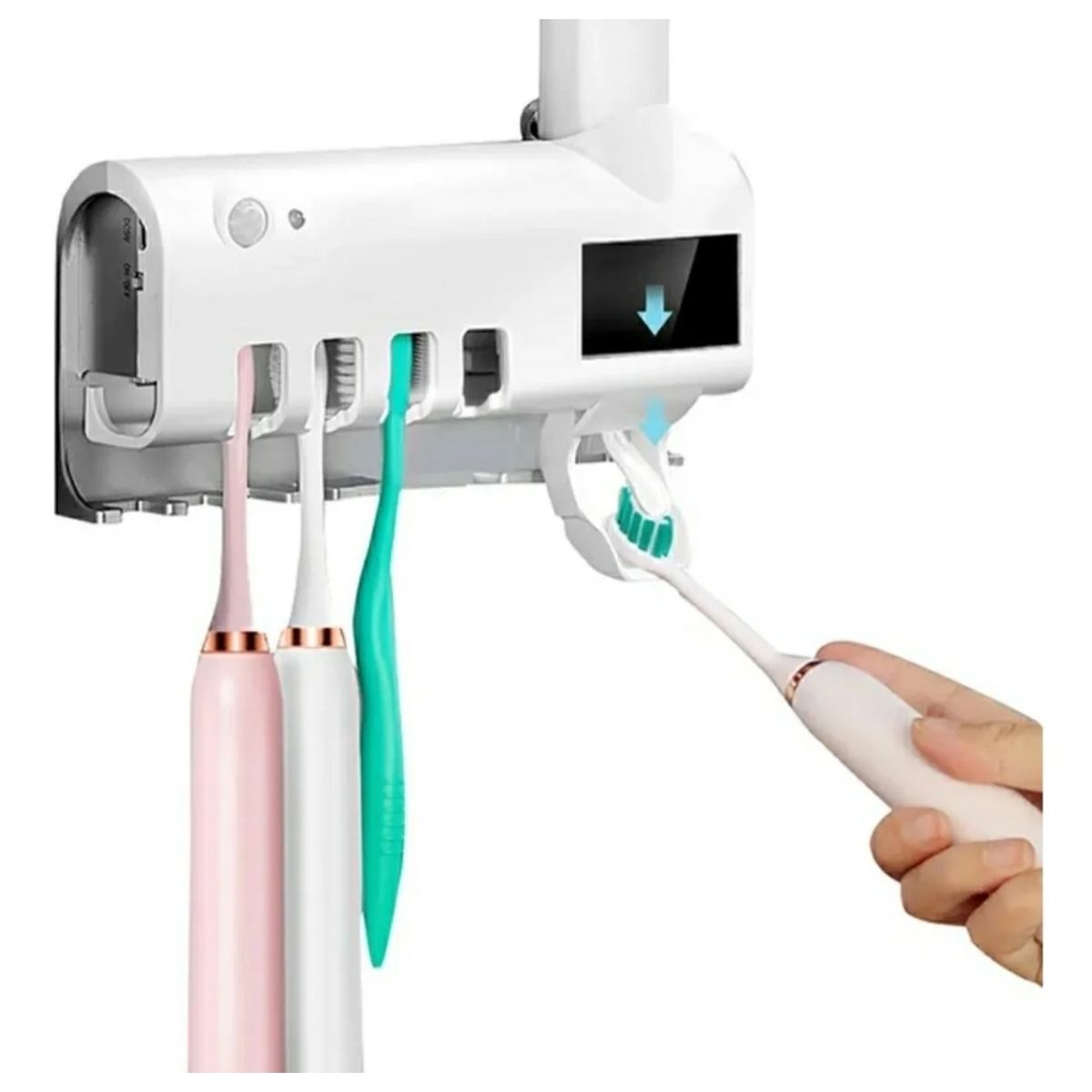 GENERICO - Esterilizador de cepillos de dientes inteligente con luz UV y dispensador de pasta dental integrado