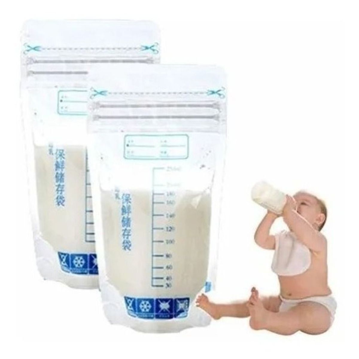 GENERICO - 30 Bolsas Para Leche Materna - Almacenar 250 Ml