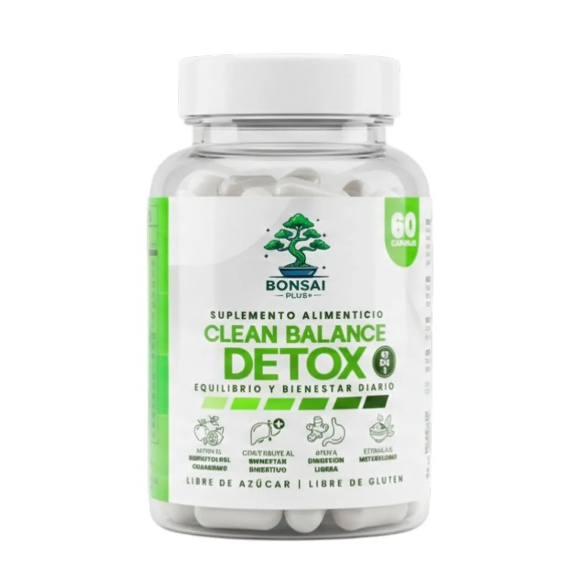 GENERICO - Detox Complex 10 en 1 - 60 Cápsulas Bonsai Plus+ Digestión, Energía y Bienestar