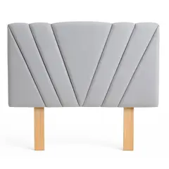 GENERICO - Respaldo Diseño en V Lino gris claro KING