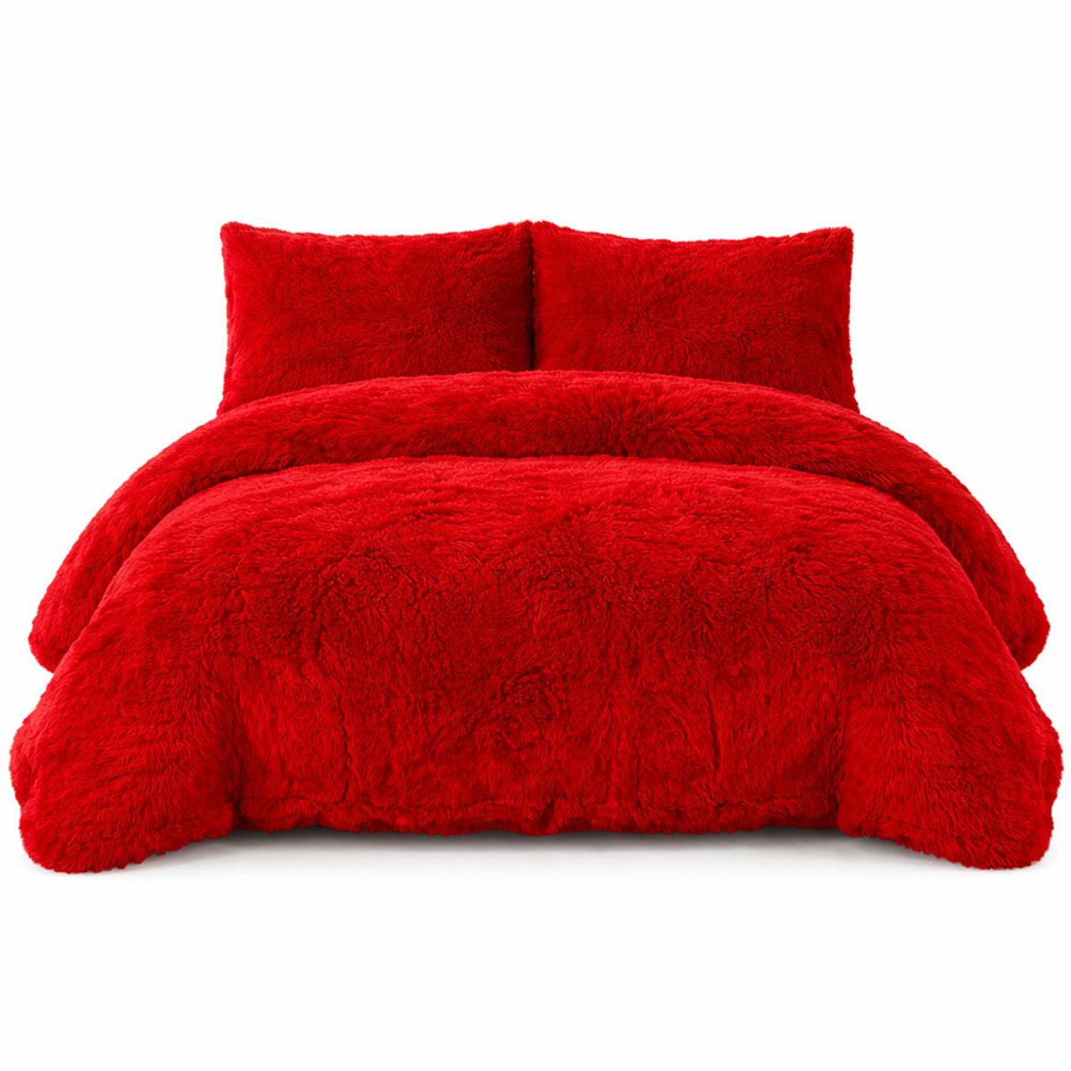 GENERICO - Cubrecama invierno 2 plazas con chiporro peludo rojo