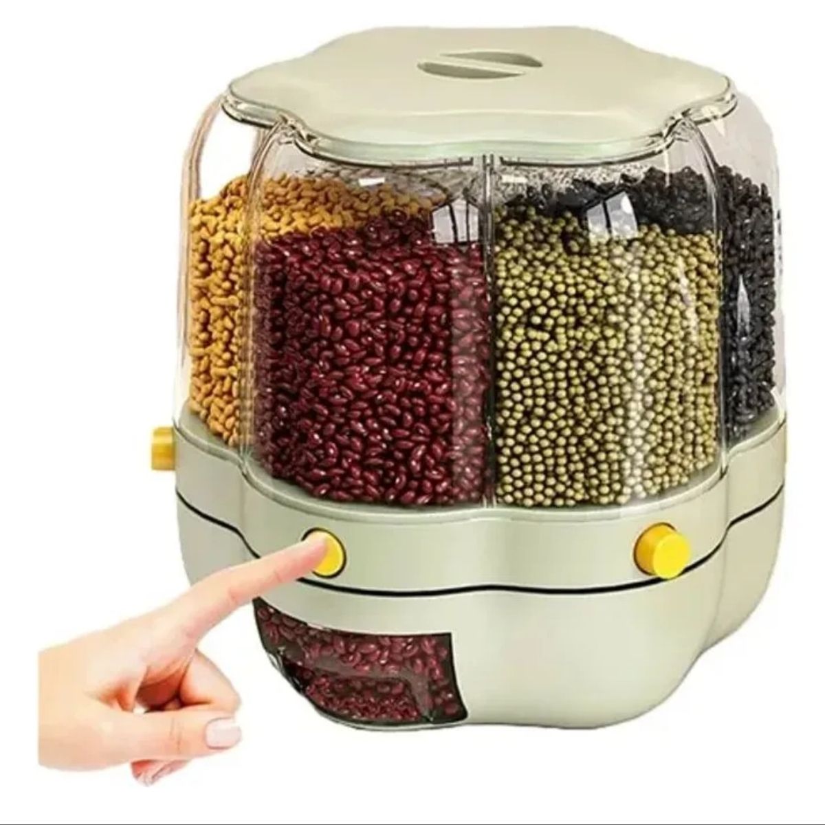 GENERICO - Dispensador De Granos Cereal Giratorio 6 Divisiones 360°