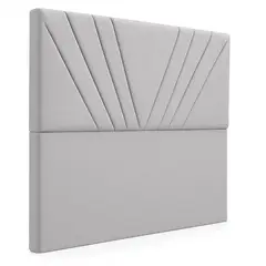 GENERICO - Respaldo Diseño en V al piso de 1.5 Plazas Lino gris claro