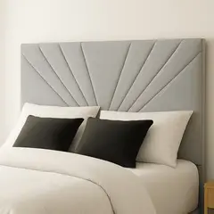 GENERICO - Respaldo Diseño en V al piso Super King Lino gris claro