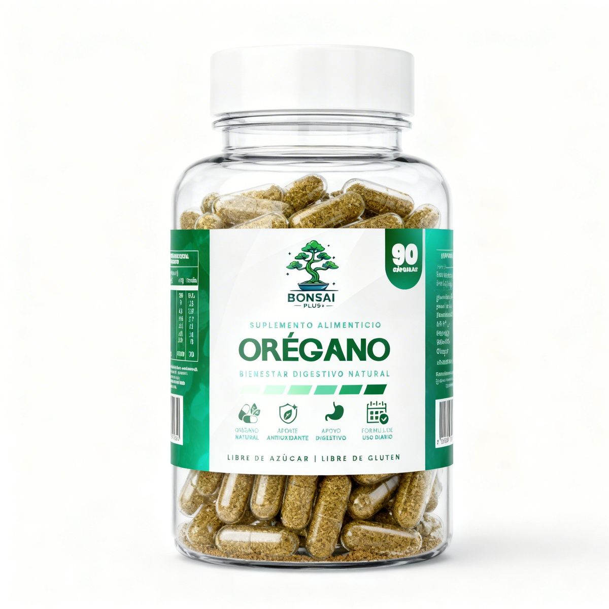 GENERICO - Cápsulas de Orégano 90 Unidades Bonsai Plus+ - Extracto Natural Antioxidante - Apoyo Digestivo e Inmunológico - 45 Días