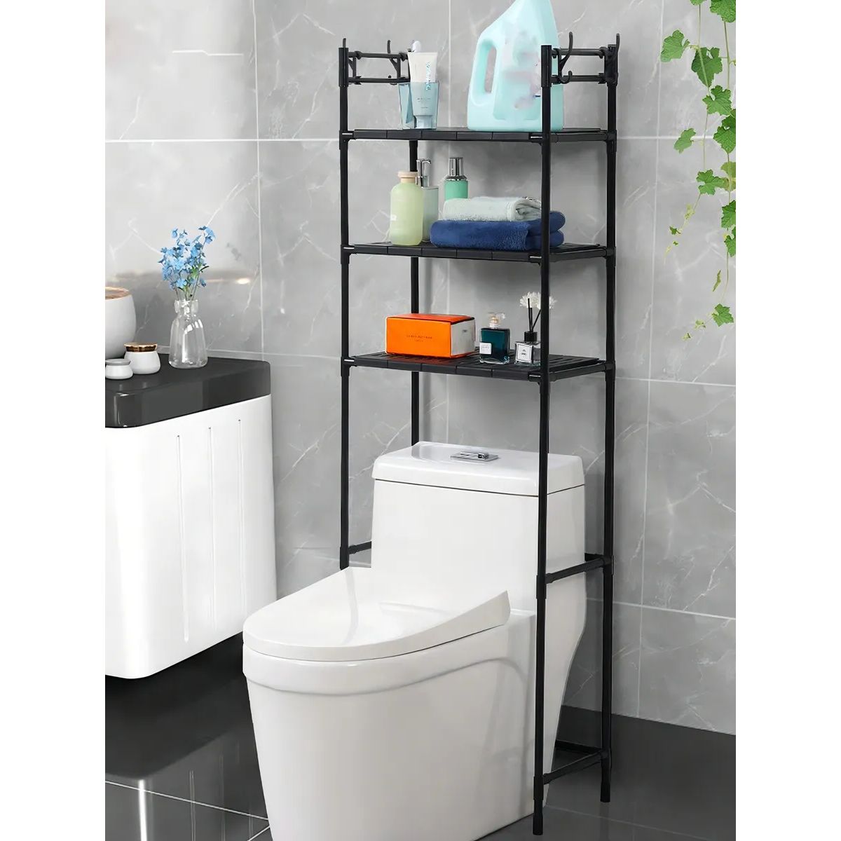 GENERICO - Rack Organizador Sobre Wc Inodoro Baño Multifuncional 30kg Negro