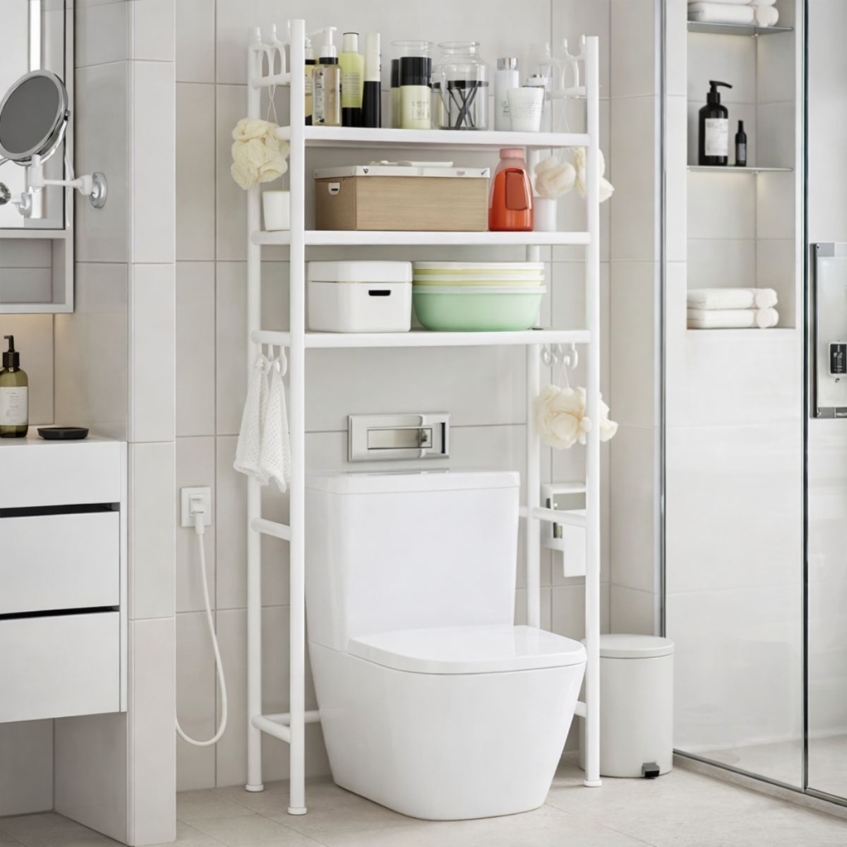 GENERICO - Rack Organizador Sobre Wc Inodoro Baño Multifuncional 30kg Blanco