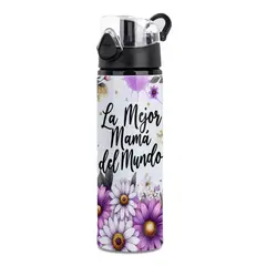 SM - Botella de Aluminio 750 ml La Mejor Mamá del Mundo – Botella Deportiva Regalo para Mamá