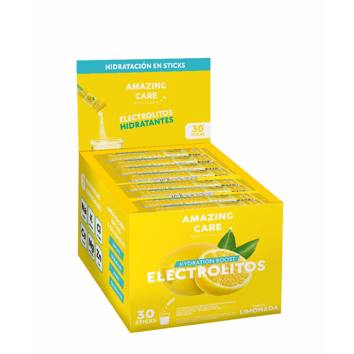 AMAZING CARE - Electrolitos Amazing Care Limón Bebida Hidratante 30 Sticks