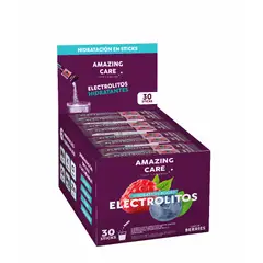 AMAZING CARE - Electrolitos Berries Bebida Hidratante 30 Sticks