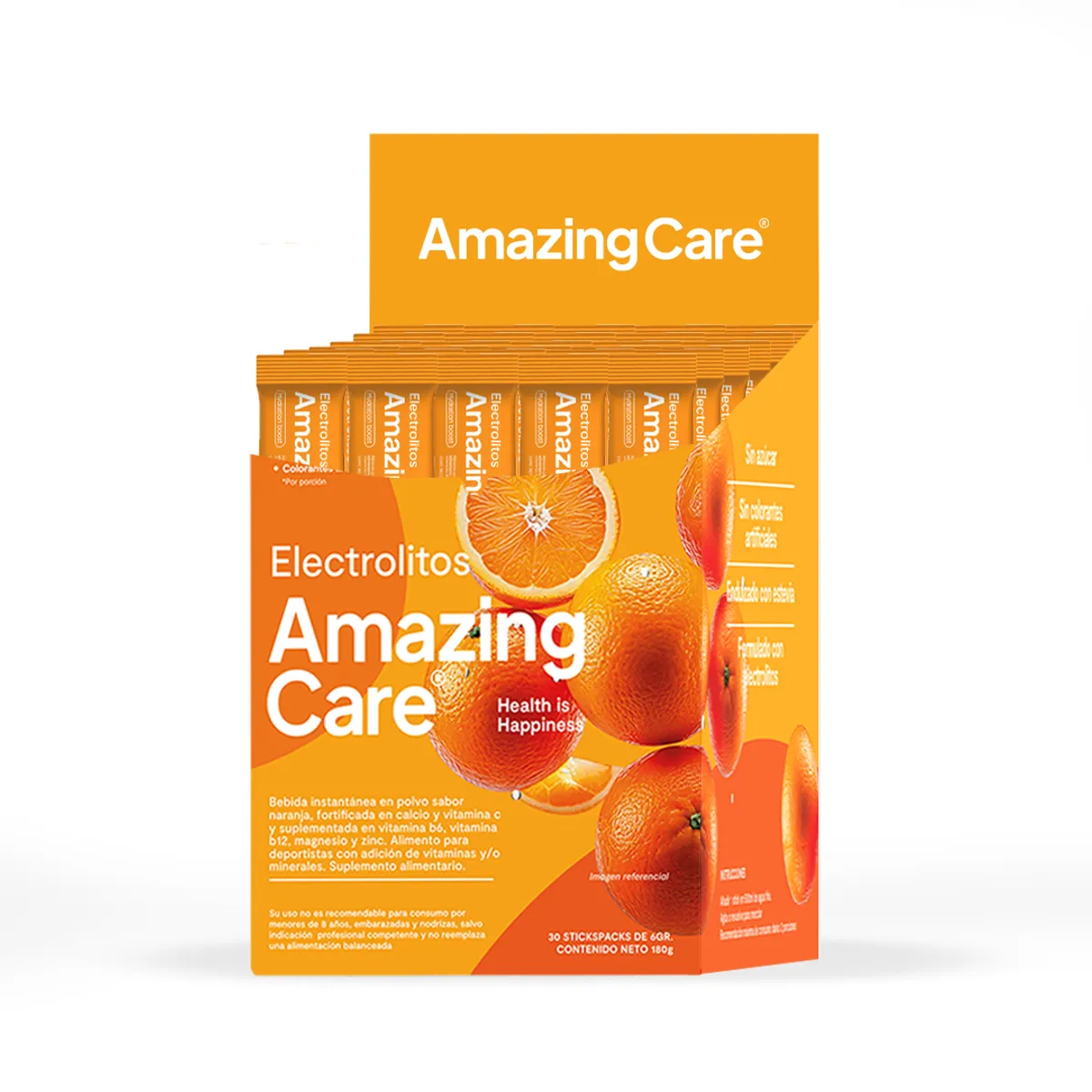 AMAZING CARE - Electrolitos Amazing Care Naranja Bebida Hidratante 30 Sticks