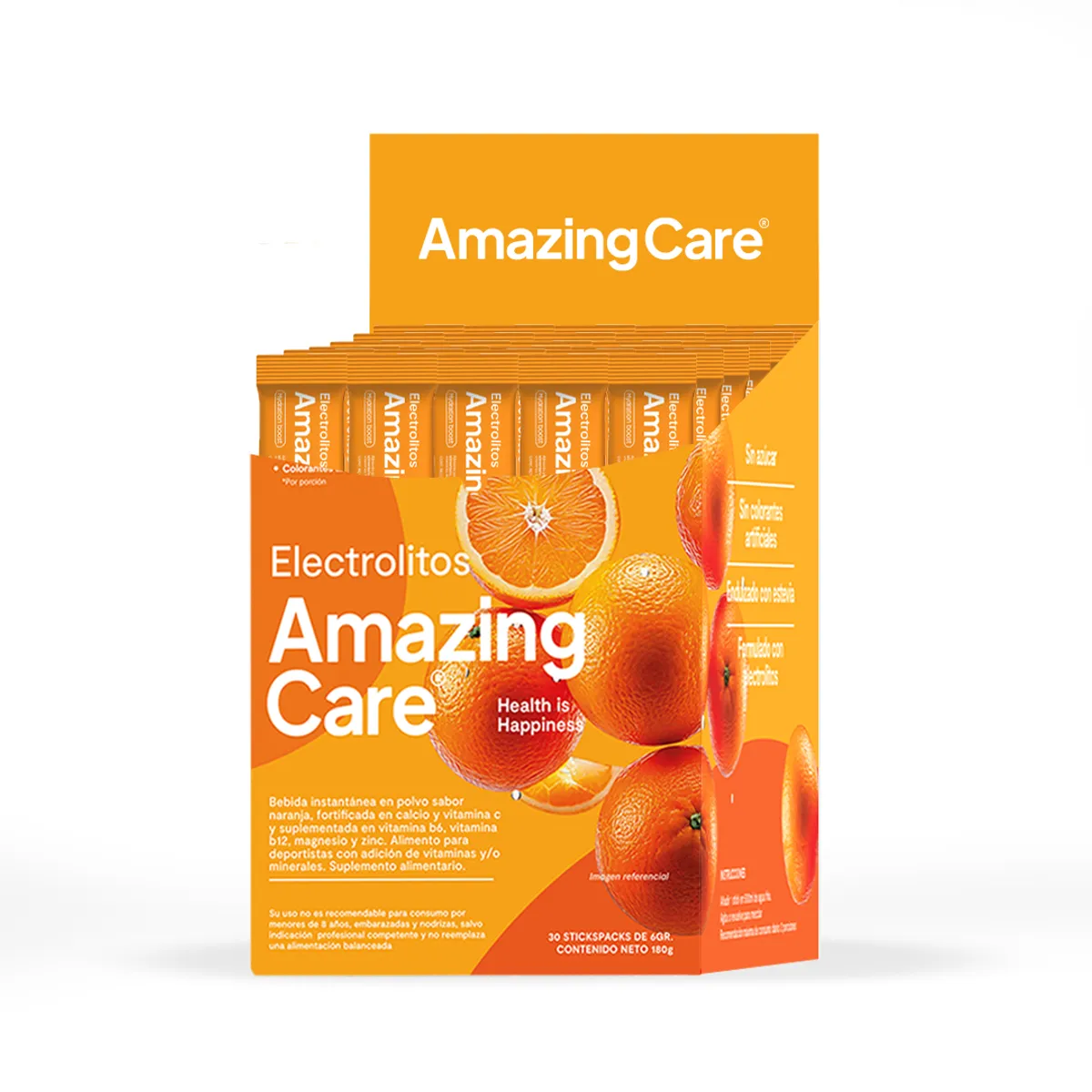 AMAZING CARE - Electrolitos Amazing Care Naranja Bebida Hidratante 30 Sticks