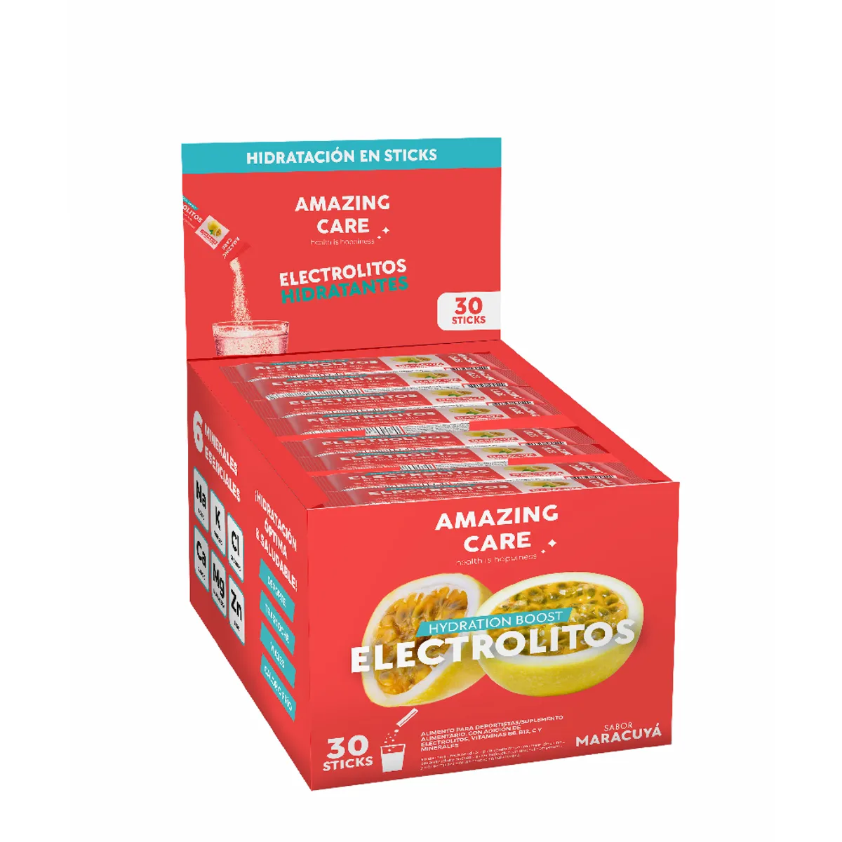 AMAZING CARE - Electrolitos Amazing Care Maracuyá Bebida Hidratante 30 Sticks