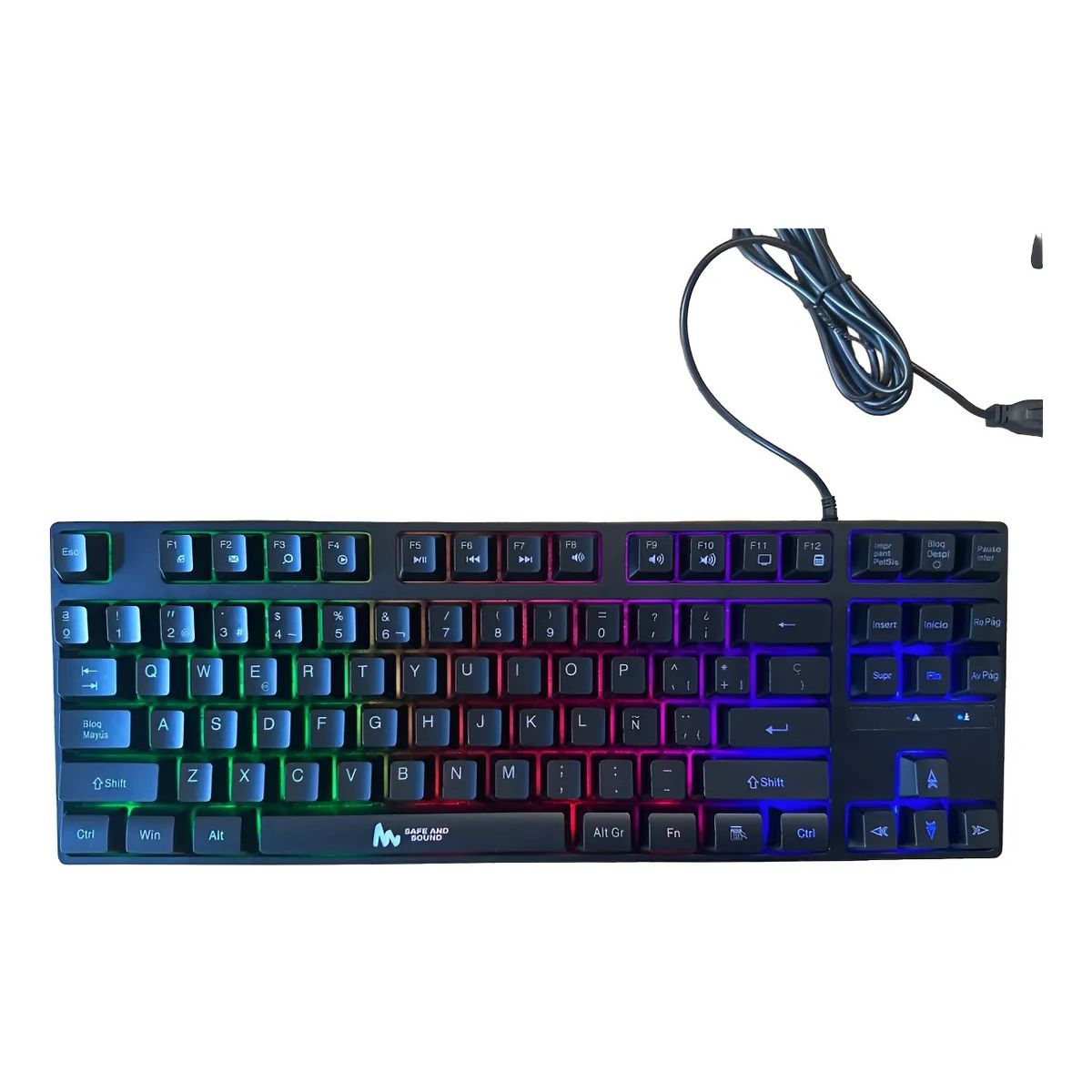 GENERICO - Teclado Gamer Safe&sound Qwerty Para Pc Luz Rgb Color Negro Negro Español Latinoamérica BELUG